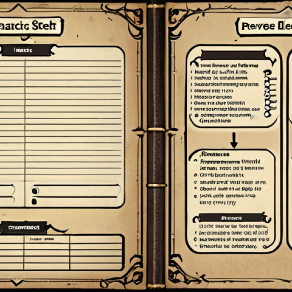 **

A detailed character sheet for a "Reverse: 1999" character. The sheet includes sections for appearance (with a sketch of the character), personality traits (maybe visualized with icons or keywords), background information (represented by symbolic objects or locations), and a brief description of their role in the story. The overall style should suggest a detective's or researcher's notes, hinting at the game's mystery elements.

**