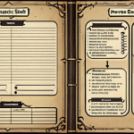 **

A detailed character sheet for a "Reverse: 1999" character. The sheet includes sections for appearance (with a sketch of the character), personality traits (maybe visualized with icons or keywords), background information (represented by symbolic objects or locations), and a brief description of their role in the story. The overall style should suggest a detective's or researcher's notes, hinting at the game's mystery elements.

**