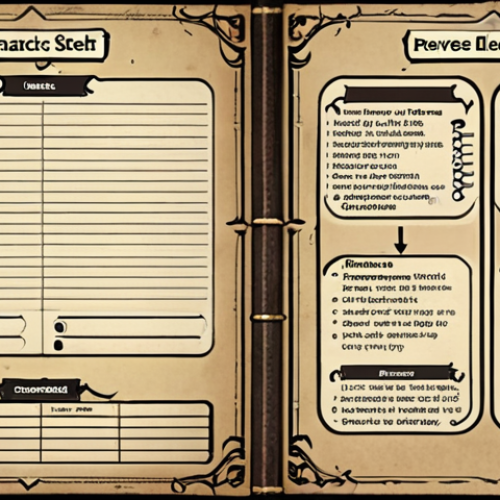 Home 25 **
A detailed character sheet for a "Reverse: 1999" character. The sheet includes sections for appearance (with a sketch of the character), personality traits (maybe visualized with icons or keywords), background information (represented by symbolic objects or locations), and a brief description of their role in the story. The overall style should suggest a detective's or researcher's notes, hinting at the game's mystery elements.
**