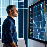 A professional game strategist, a man in a modest business shirt and trousers, standing in a sleek, futuristic office filled with interactive holographic data displays showcasing complex strategic charts and evolving game meta trends. He is deeply focused, contemplating the data with a natural pose. The environment is clean and professional, bathed in soft, cool lighting. safe for work, appropriate content, fully clothed, professional dress, perfect anatomy, correct proportions, natural body proportions, well-formed hands, proper finger count, professional photography, high quality, family-friendly.