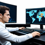 A focused professional, fully clothed in a neat, long-sleeved shirt and dark trousers, seated at a sleek, modern gaming desk. Their intense gaze is fixed on a large monitor displaying an intricate tactical strategy game interface, featuring abstract character selection and skill tree layouts. Their hands rest naturally on a contemporary keyboard and mouse, indicating deep engagement. The room is a clean, high-tech setup with subtle LED lighting and speakers. Safe for work, appropriate content, fully clothed, professional dress, perfect anatomy, correct proportions, natural pose, well-formed hands, proper finger count, natural body proportions, professional photography, high quality, studio lighting.