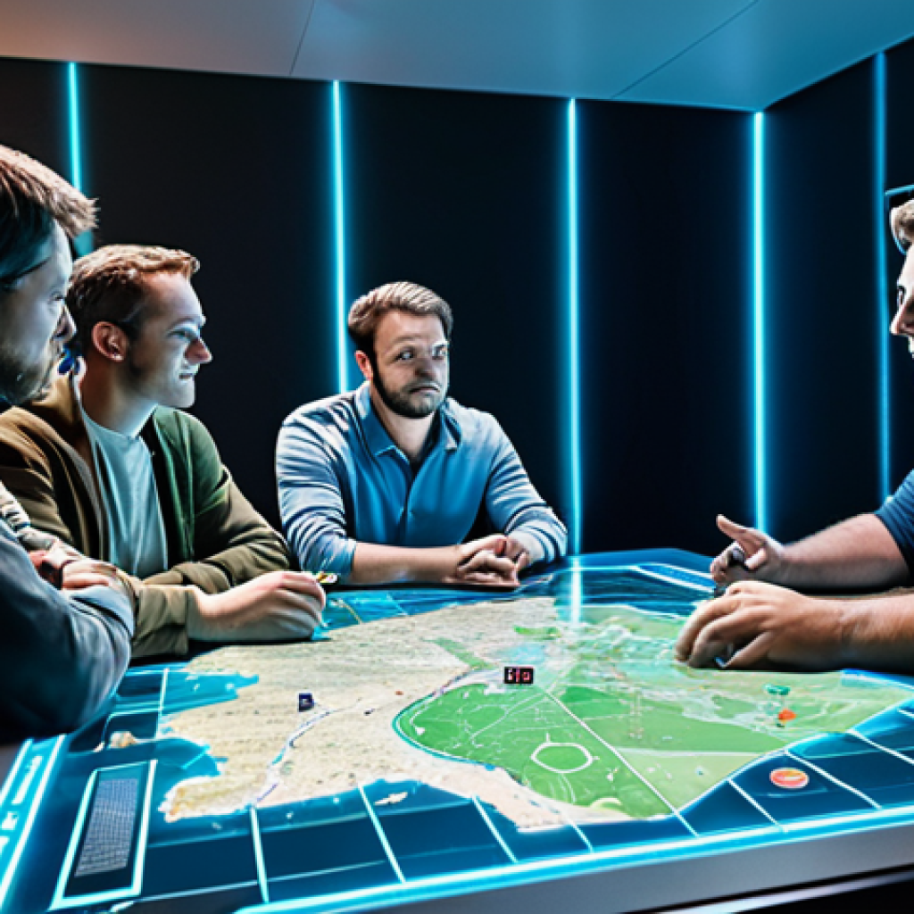 Strategic Team Planning**
A group of fully clothed, diverse players collaboratively strategizing around a holographic table displaying "Reverse: 1999" characters and maps. The scene is set in a brightly lit, modern gaming room. One player points to a map, while others discuss character builds. Focus on communication and teamwork. Perfect anatomy, correct proportions, natural pose. Safe for work, appropriate content, fully clothed, professional gaming strategy session, family-friendly. High quality rendering, detailed environment.
**