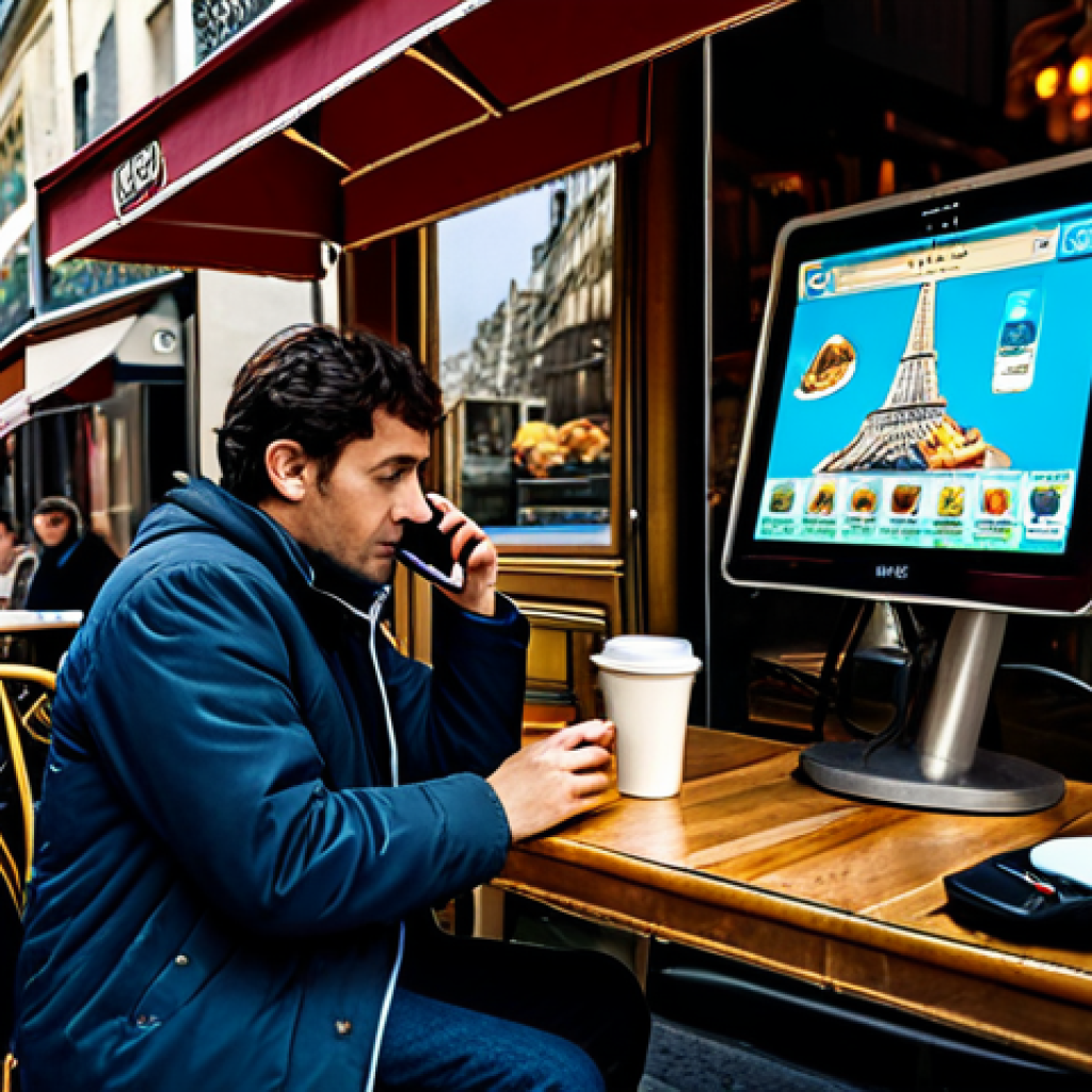 The Strategist**
A French gamer intensely focused on their mobile phone, illuminated by the screen, sitting at a cafe table in Paris. In front of them is a cafe au lait and a croissant. The cafe has a classic Parisian awning and outdoor seating. The phone displays a Reverse: 1999 game screen. They are surrounded by the hustle and bustle of Parisian life. Appropriate attire, fully clothed, safe for work, professional, perfect anatomy, natural proportions, high quality, professional photography.
**