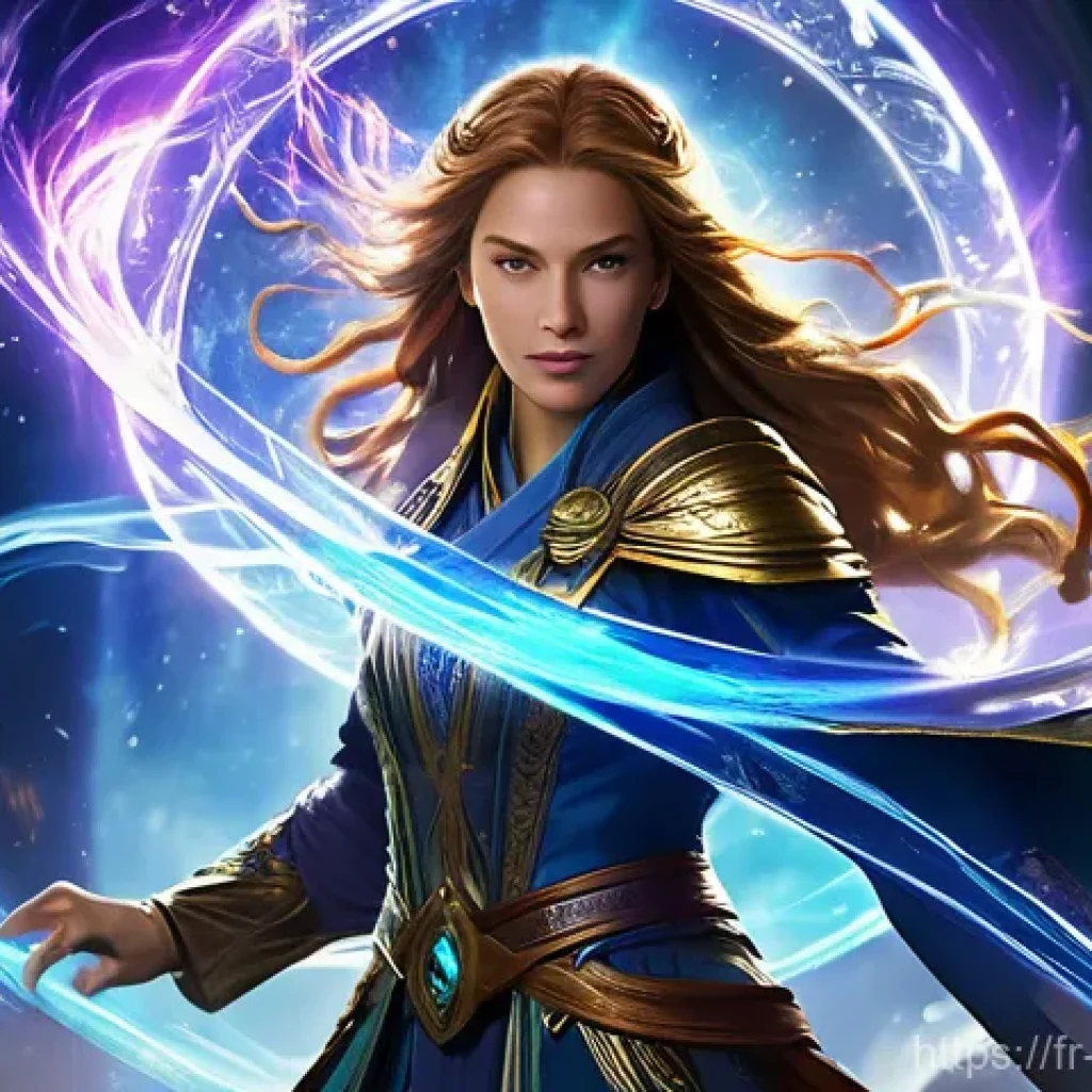 리버스 1999 데미지 계산 공식 - **"Ultimate Attack: Temporal Devastation"**: A powerful female Chronomancer, mid-air, casting a magn...