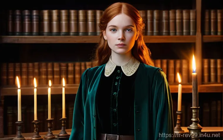 리버스 1999 글로벌 업데이트 리뷰 - **Prompt:** A young woman with long, flowing auburn hair and bright, inquisitive amber eyes stands i...