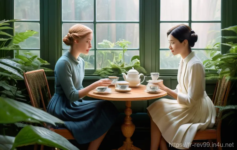 리버스 1999 팬들의 최고의 창작물 - **Prompt 1: Whimsical Afternoon Tea**
"A charming, detailed illustration of Vertin and Sonetto f...