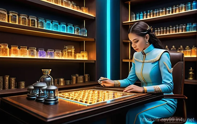 리버스 1999 초보자 레벨업 가이드 - **Prompt: Strategic Resource Management in a Retro-Futuristic Study**
"A young, focused female A...