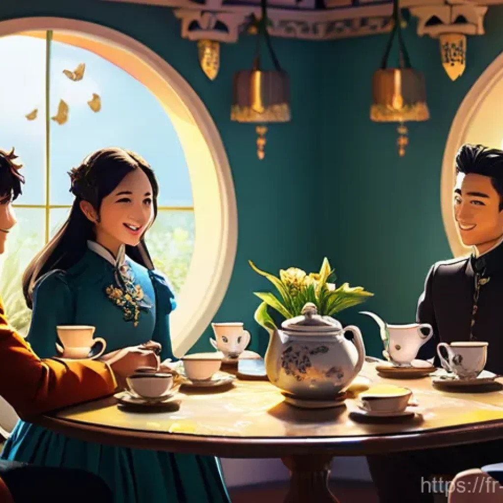 리버스 1999 소셜 미디어 활용법 - **Prompt: "An Arcanist Community Tea Party - Lively Discussions on Discord"**
A vibrant, highly ...