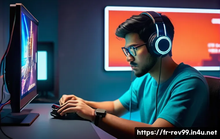 리버스 1999 모바일 앱 성능 테스트 - **Prompt 1: The Demanding Beauty of Reverse: 1999**
A focused, male gamer in his late 20s, weari...