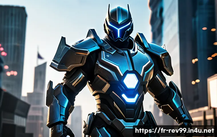 리버스 1999 캐릭터 티어 리스트 - A powerful, high-impact champion in a futuristic battle arena, wearing sleek, tactical armor with wi...