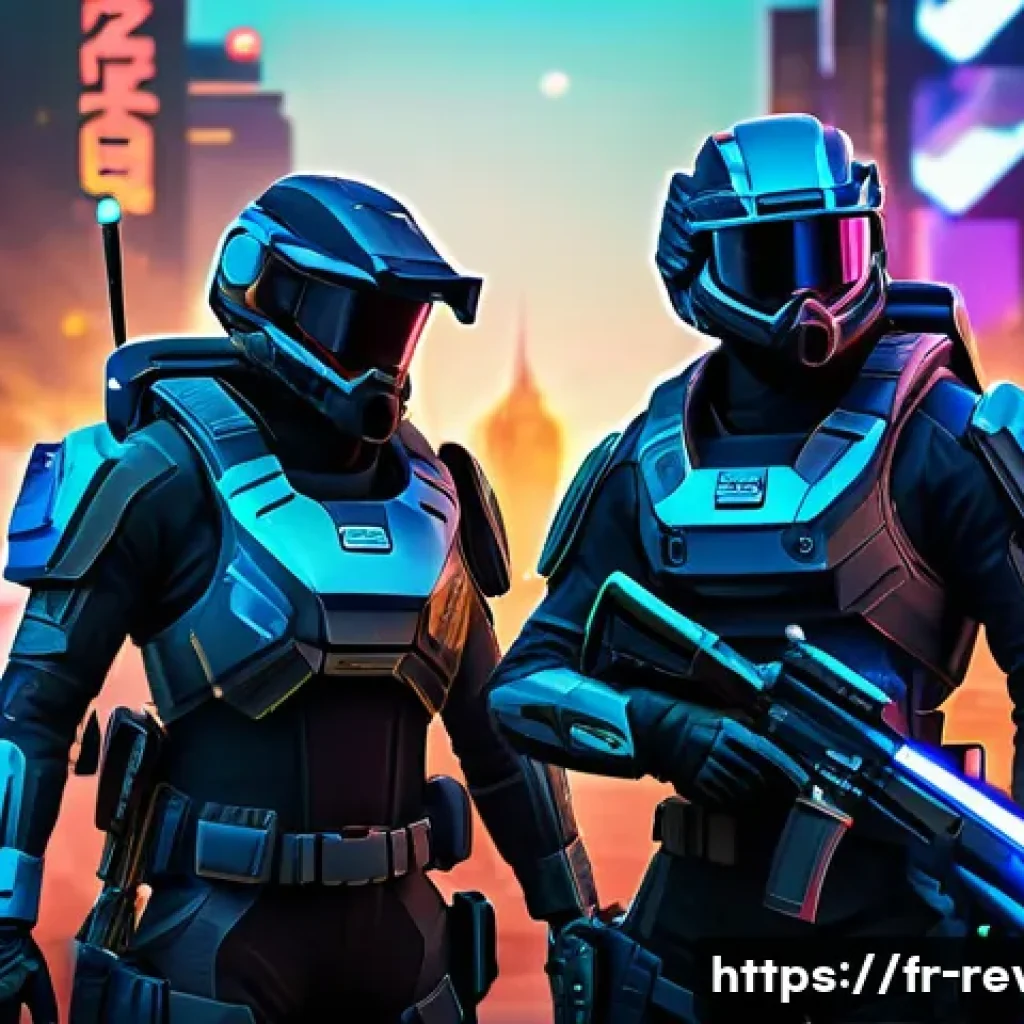 리버스 1999 최고 유저의 인터뷰 - A futuristic tactical game scene featuring a diverse team of customizable characters in detailed arm...
