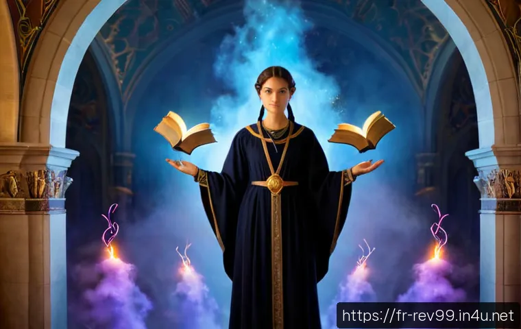 리버스 1999 캐릭터 별 속성 이해 - Photorealistic French-inspired fantasy character comparison scene, five distinct heroic figures stan...
